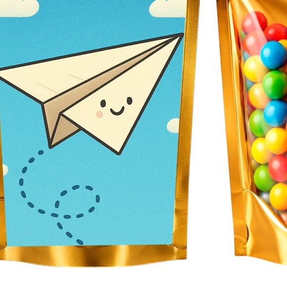 Saco Festa Metalizado Dourado 13x20 Aviãozinho de Papel - Imagem 5
