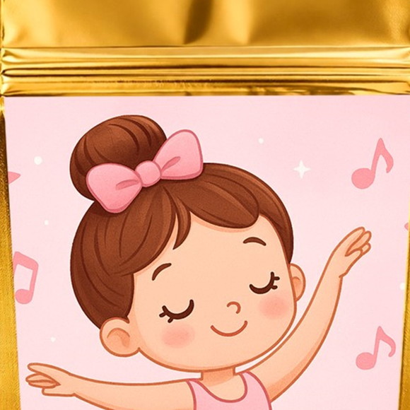 Saco Festa Metalizado Dourado 13x20 Bailarina - Imagem 4