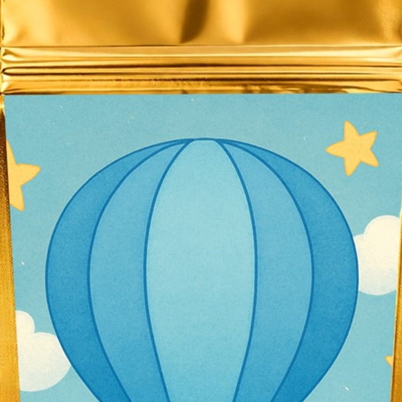 Saco Festa Metalizado Dourado 13x20 Balão de Ar Azul - Imagem 4