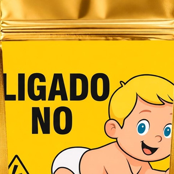 Saco Festa Metalizado Dourado 13x20 Bebê Ligado no 220v - Imagem 4