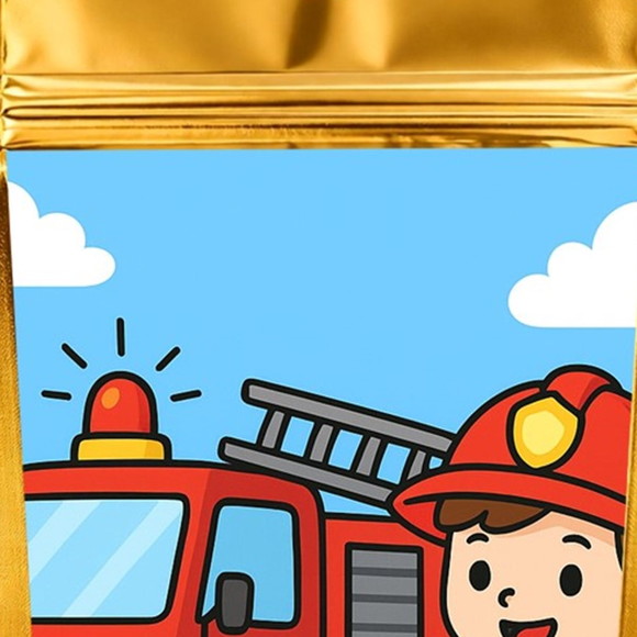 Saco Festa Metalizado Dourado 13x20 Bombeiros - Imagem 4