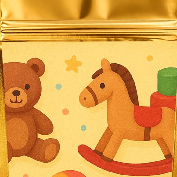 Saco Festa Metalizado Dourado 13x20 Brinquedos Clássicos - Imagem 4