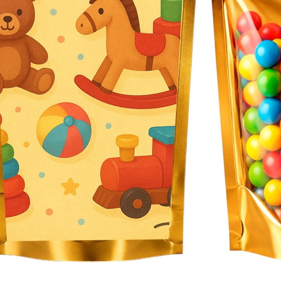 Saco Festa Metalizado Dourado 13x20 Brinquedos Clássicos - Imagem 5