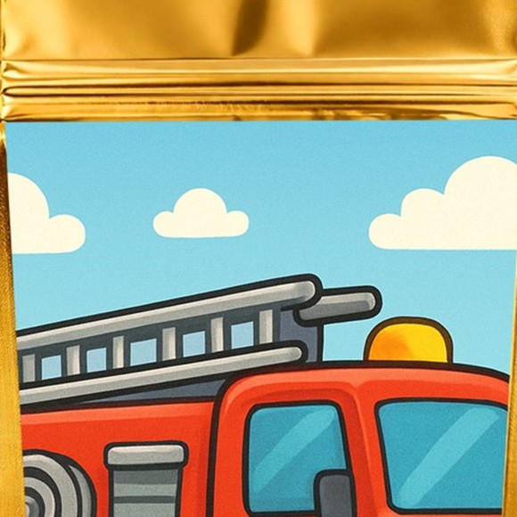 Saco Festa Metalizado Dourado 13x20 Caminhão de Bombeiro - Imagem 4
