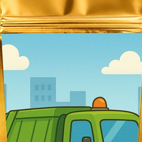 Saco Festa Metalizado Dourado 13x20 Caminhão de Lixo - Imagem 4
