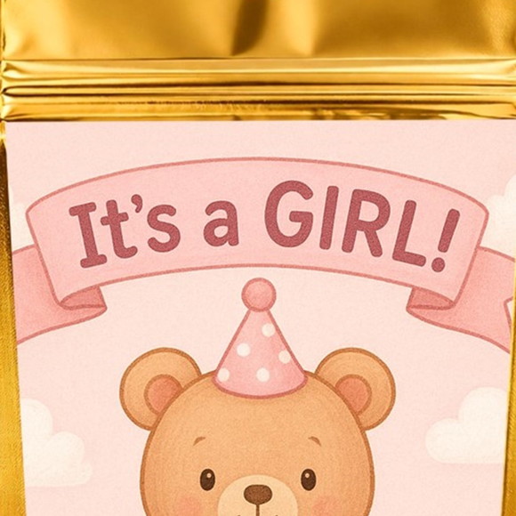 Saco Festa Metalizado Dourado 13x20 Chá de Bebê Menina - Imagem 4