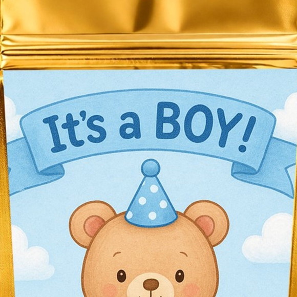 Saco Festa Metalizado Dourado 13x20 Chá de Bebê Menino - Imagem 4