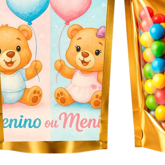Saco Festa Metalizado Dourado 13x20 Chá de Revelação - Imagem 5