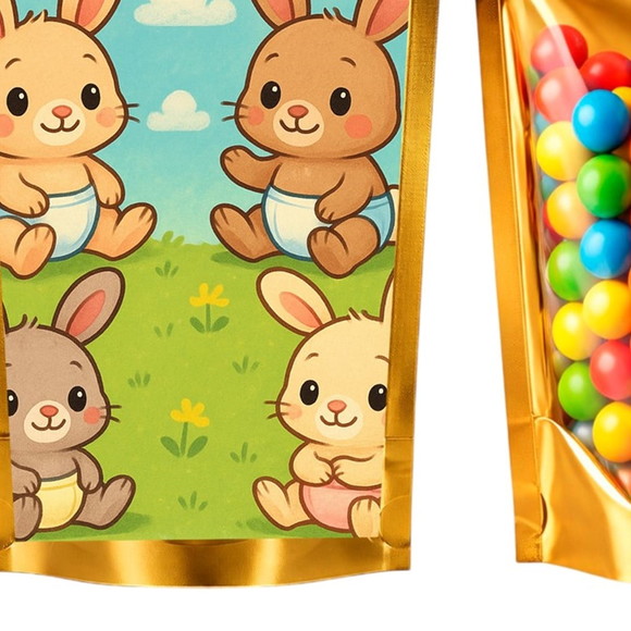 Saco Festa Metalizado Dourado 13x20 Coelhinhos Baby - Imagem 5