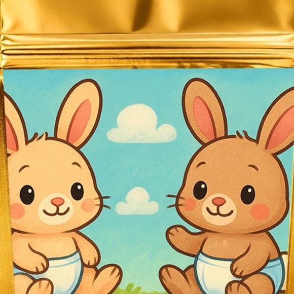 Saco Festa Metalizado Dourado 13x20 Coelhinhos Baby - Imagem 4