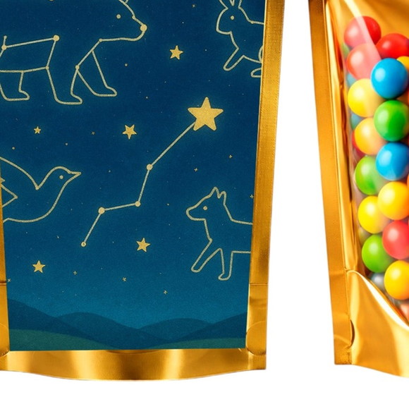 Saco Festa Metalizado Dourado 13x20 Constelações - Imagem 5
