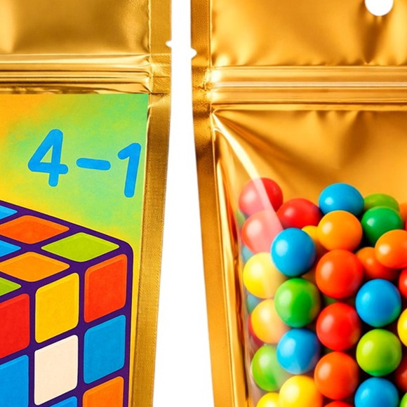 Saco Festa Metalizado Dourado 13x20 Cubo Mágico - Imagem 3