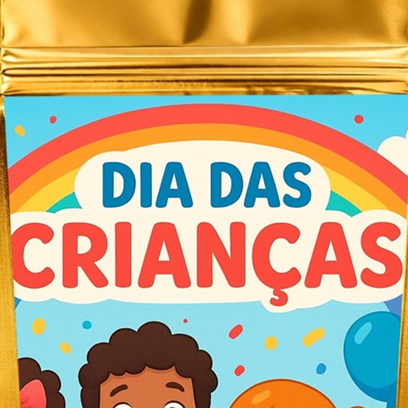 Saco Festa Metalizado Dourado 13x20 Dia das Crianças - Imagem 4
