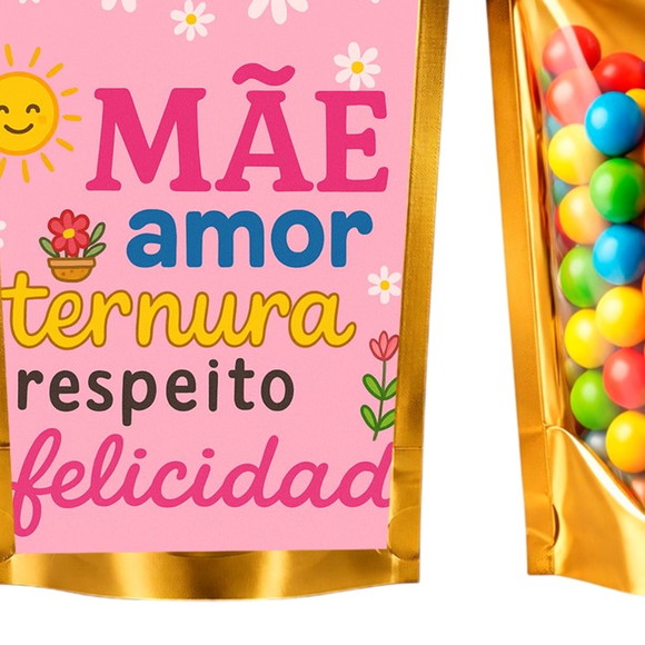 Saco Festa Metalizado Dourado 13x20 Dia das Mães - Imagem 5