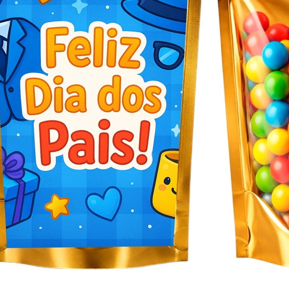 Saco Festa Metalizado Dourado 13x20 Dia dos Pais - Imagem 5