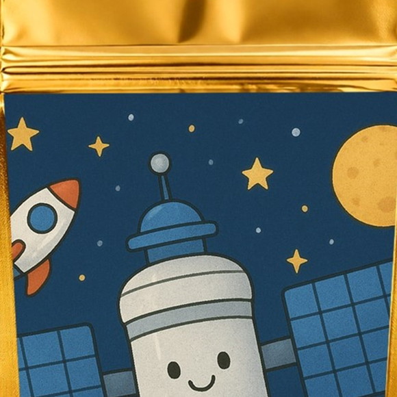 Saco Festa Metalizado Dourado 13x20 Estação Espacial - Imagem 4