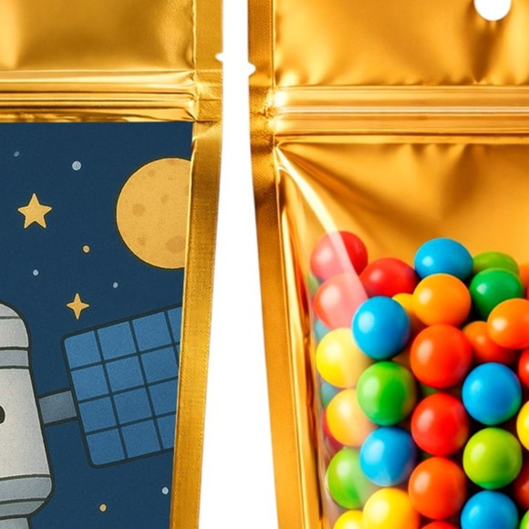 Saco Festa Metalizado Dourado 13x20 Estação Espacial - Imagem 3