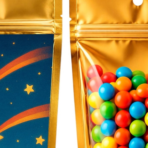 Saco Festa Metalizado Dourado 13x20 Estrelas Cadentes - Imagem 3
