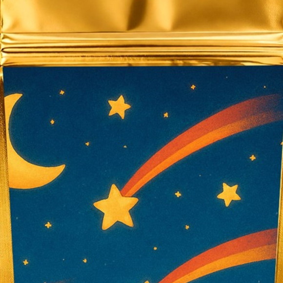 Saco Festa Metalizado Dourado 13x20 Estrelas Cadentes - Imagem 4