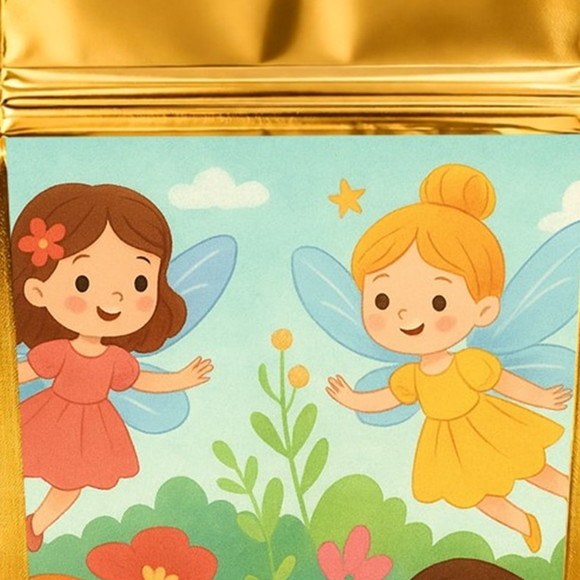 Saco Festa Metalizado Dourado 13x20 Fadas - Imagem 4