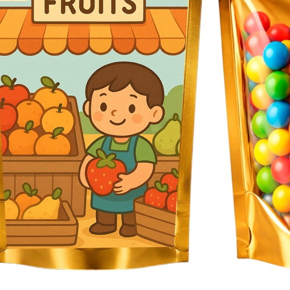 Saco Festa Metalizado Dourado 13x20 Feira de Frutas - Imagem 5