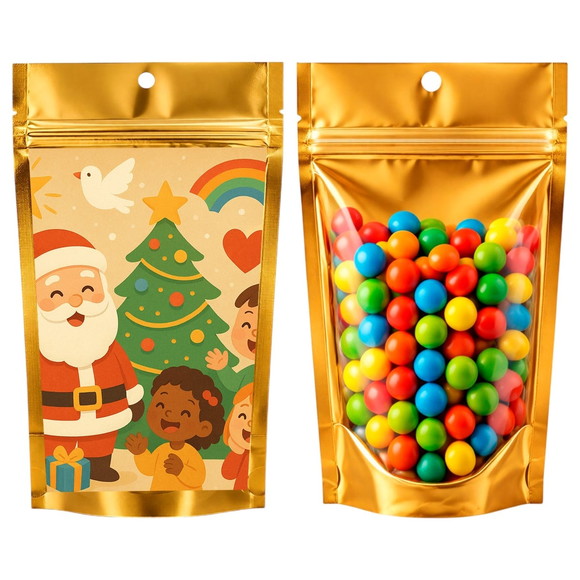 Saco Festa Metalizado Dourado 13x20 Feliz Natal