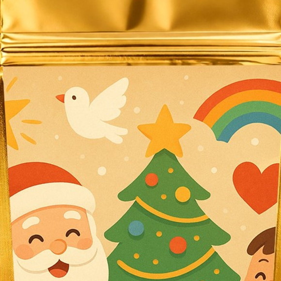 Saco Festa Metalizado Dourado 13x20 Feliz Natal - Imagem 4