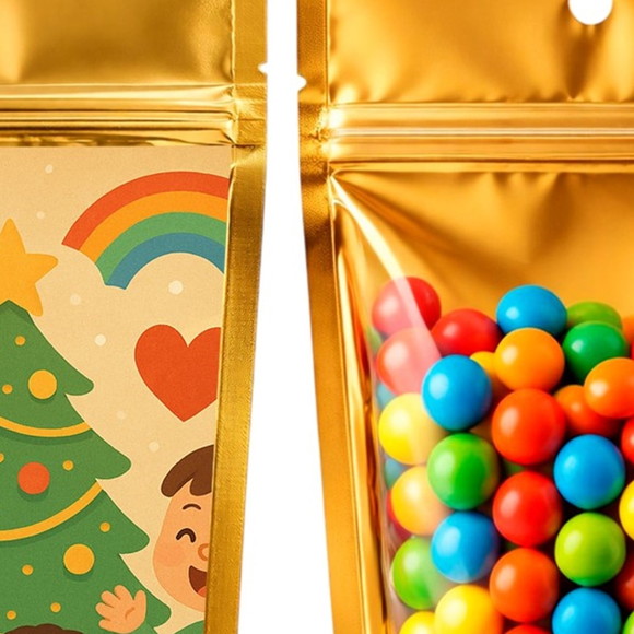 Saco Festa Metalizado Dourado 13x20 Feliz Natal - Imagem 3