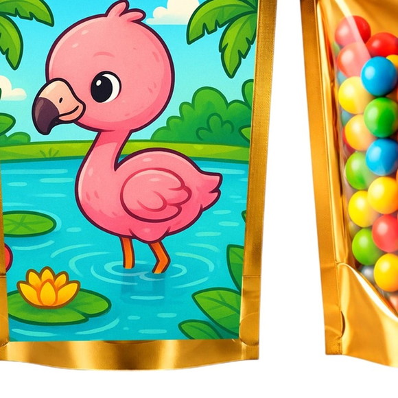 Saco Festa Metalizado Dourado 13x20 Flamingo Baby - Imagem 5