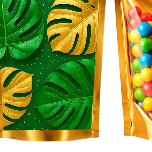 Saco Festa Metalizado Dourado 13x20 Folha Costela-de-adão - Imagem 5