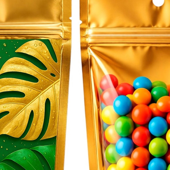 Saco Festa Metalizado Dourado 13x20 Folha Costela-de-adão - Imagem 3