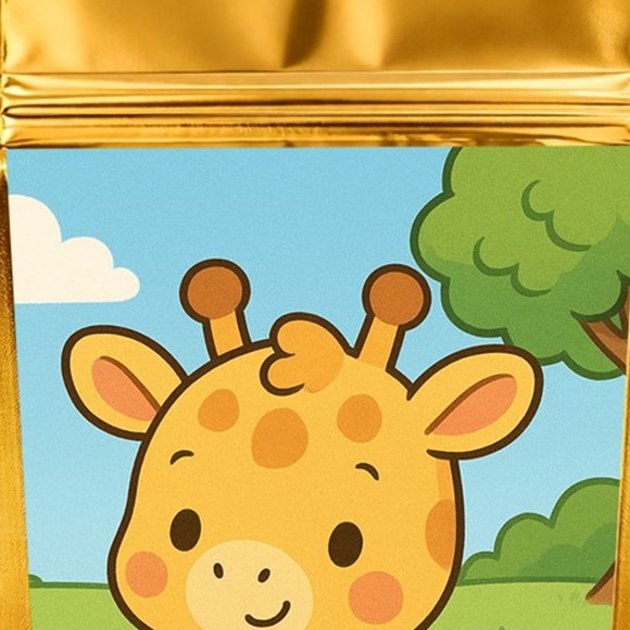 Saco Festa Metalizado Dourado 13x20 Girafinha Baby - Imagem 4