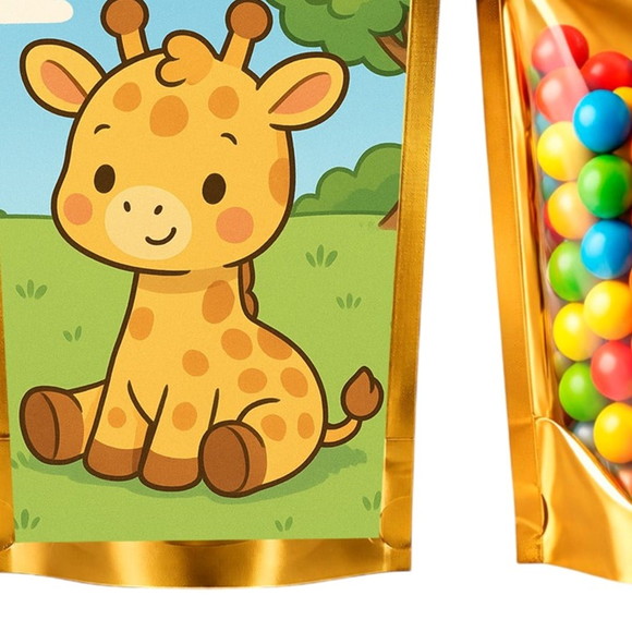 Saco Festa Metalizado Dourado 13x20 Girafinha Baby - Imagem 5
