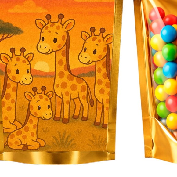 Saco Festa Metalizado Dourado 13x20 Girafinhas - Imagem 5