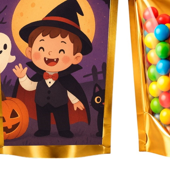 Saco Festa Metalizado Dourado 13x20 Halloween - Imagem 5