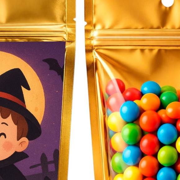 Saco Festa Metalizado Dourado 13x20 Halloween - Imagem 3