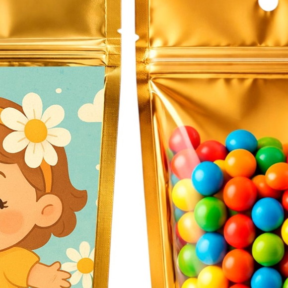 Saco Festa Metalizado Dourado 13x20 Jardim das Margaridas - Imagem 3