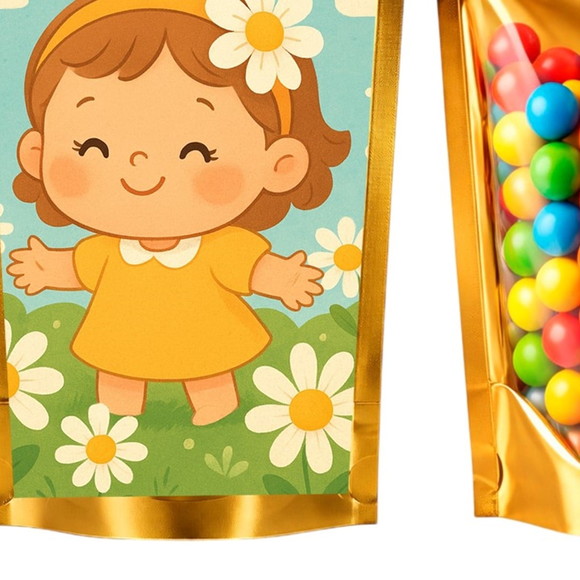 Saco Festa Metalizado Dourado 13x20 Jardim das Margaridas - Imagem 5
