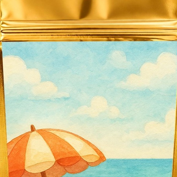 Saco Festa Metalizado Dourado 13x20 Mar e Praia Aquarela - Imagem 4
