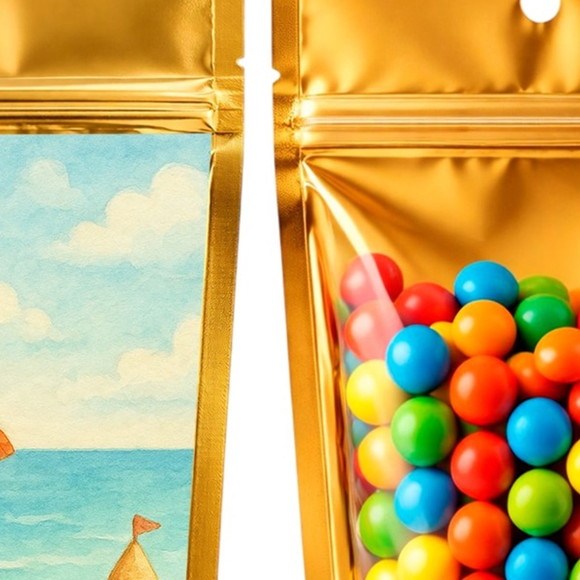 Saco Festa Metalizado Dourado 13x20 Mar e Praia Aquarela - Imagem 3