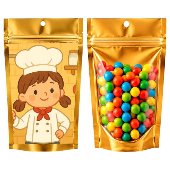 Saco Festa Metalizado Dourado 13x20 Mini Chefe Menina