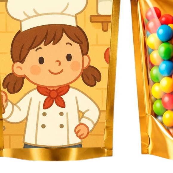 Saco Festa Metalizado Dourado 13x20 Mini Chefe Menina - Imagem 5