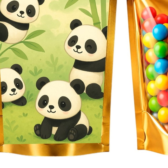 Saco Festa Metalizado Dourado 13x20 Pandinhas - Imagem 5