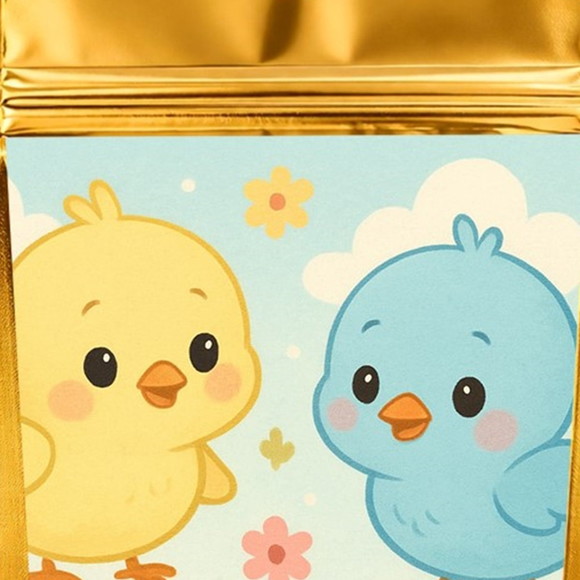 Saco Festa Metalizado Dourado 13x20 Passarinhos Baby - Imagem 4