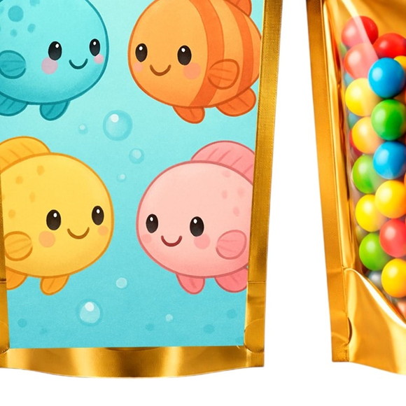 Saco Festa Metalizado Dourado 13x20 Peixinhos Baby - Imagem 5