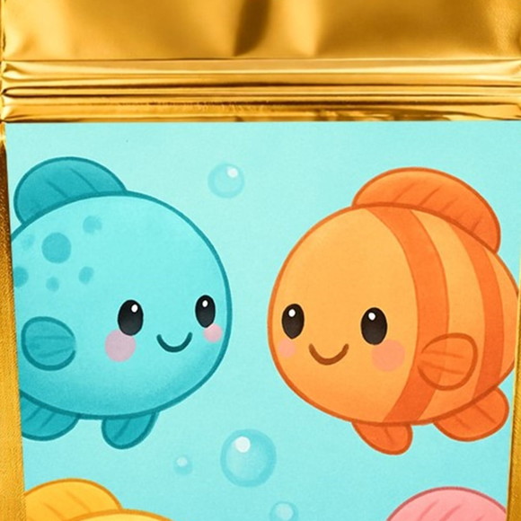 Saco Festa Metalizado Dourado 13x20 Peixinhos Baby - Imagem 4