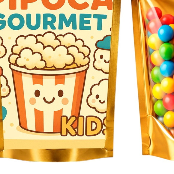 Saco Festa Metalizado Dourado 13x20 Pipoca Gourmet Kids - Imagem 5