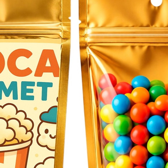 Saco Festa Metalizado Dourado 13x20 Pipoca Gourmet Kids - Imagem 3