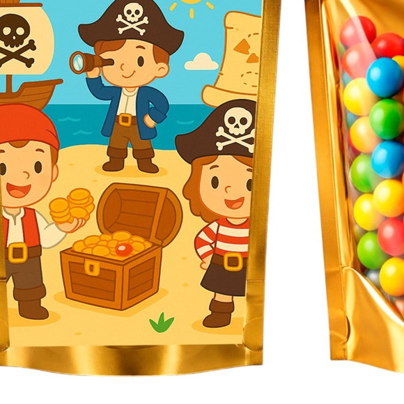 Saco Festa Metalizado Dourado 13x20 Piratas - Imagem 5