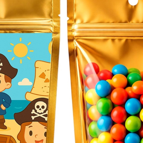 Saco Festa Metalizado Dourado 13x20 Piratas - Imagem 3